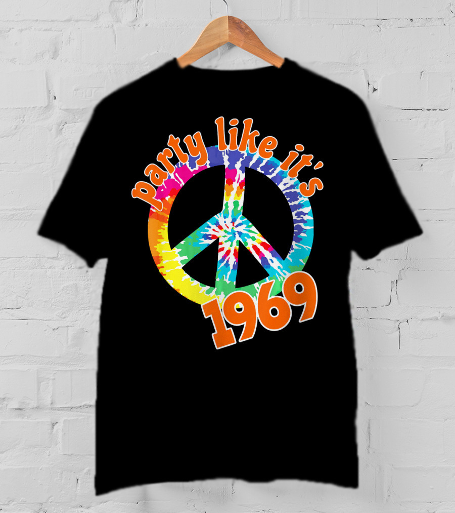 Party Like It's 1969 Tie-Dye Peace Symbol Vintage T-Shirt