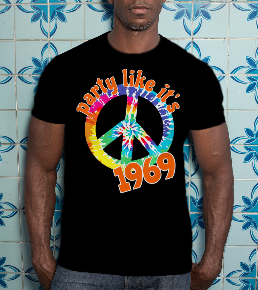 Party Like It's 1969 Tie-Dye Peace Symbol Vintage T-Shirt