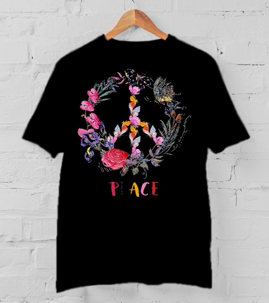 Peace Floral Butterfly Circle T-Shirt