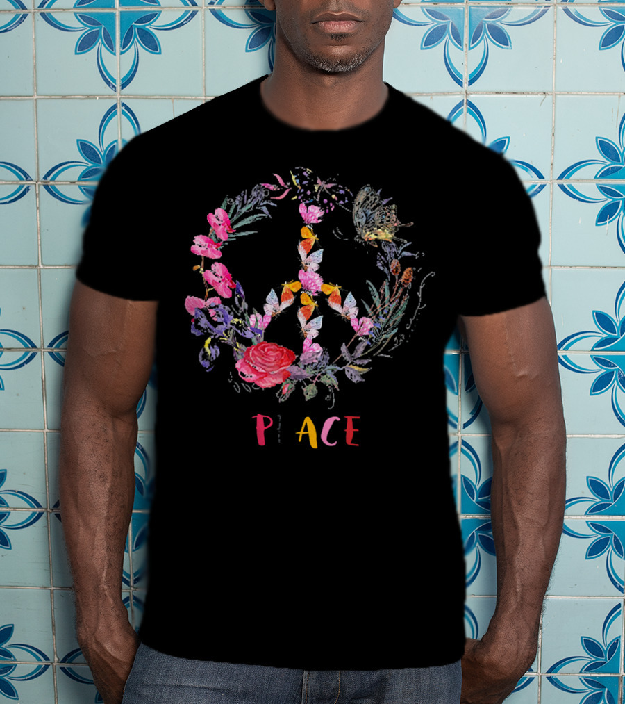Peace Floral Butterfly Circle T-Shirt