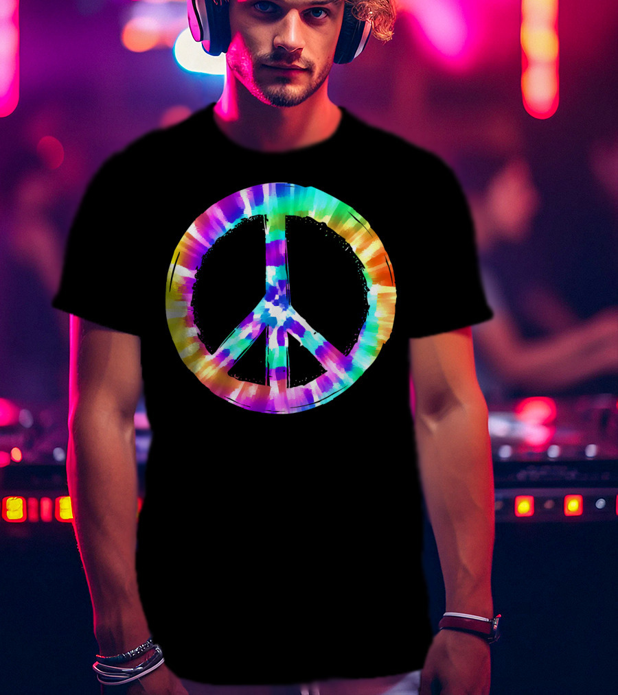 Colorful Tie Dye Peace Sign Vibrant T-Shirt