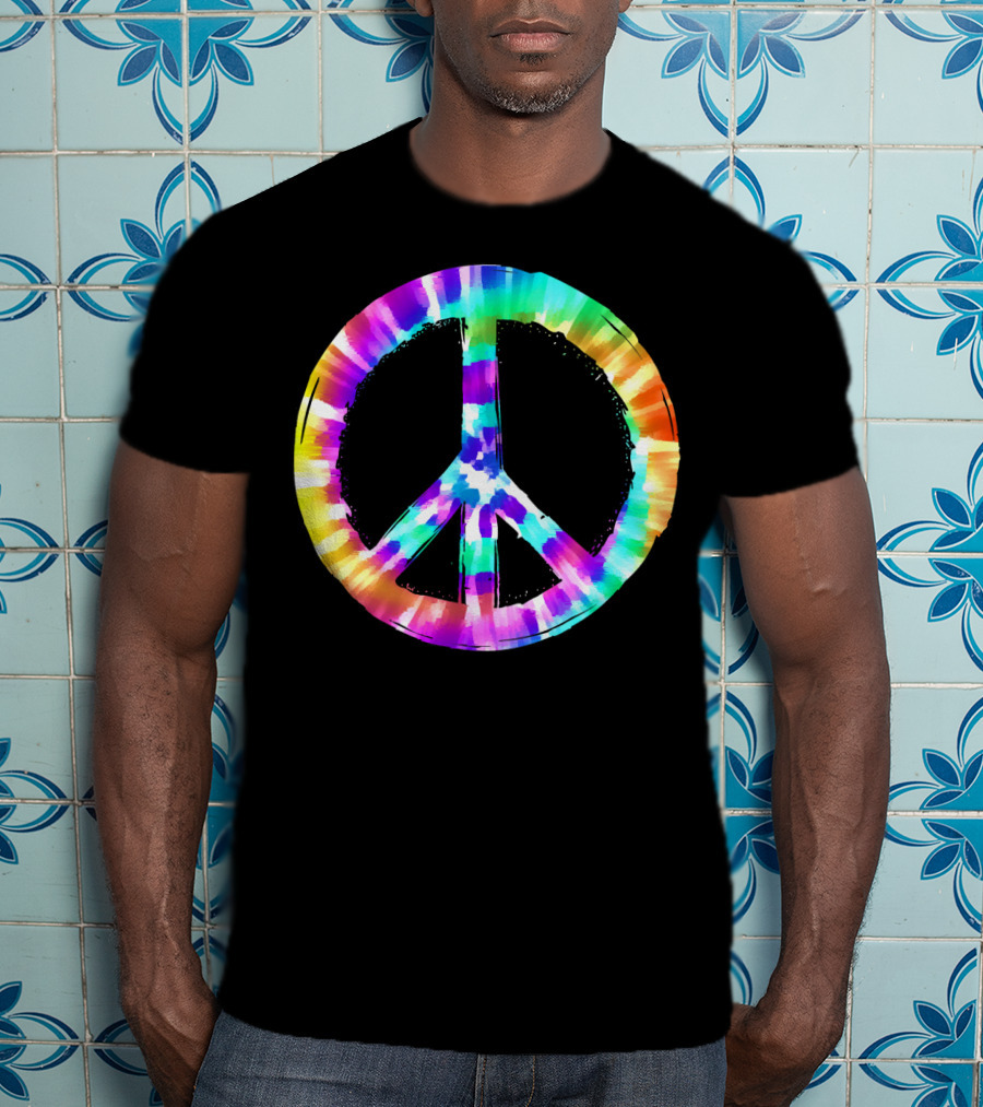 Colorful Tie Dye Peace Sign Vibrant T-Shirt