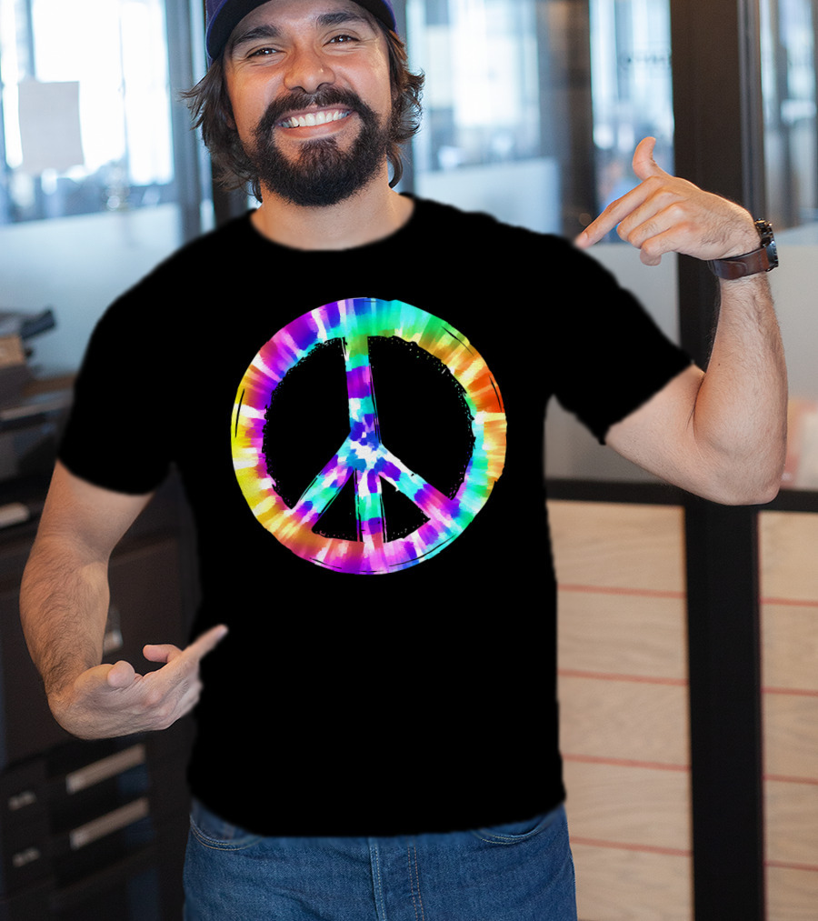 Colorful Tie Dye Peace Sign Vibrant T-Shirt