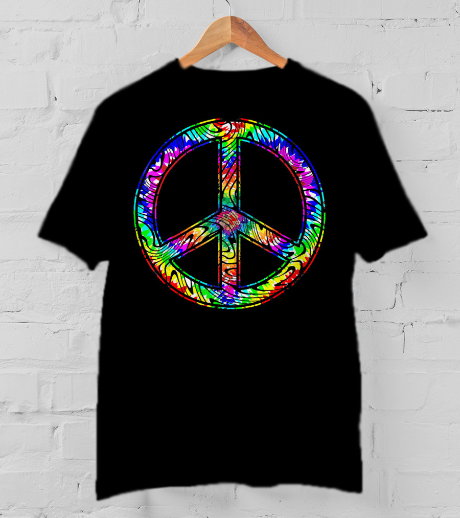 Peace Sign Tie Dye 60s 70s Hippie Rainbow Retro T-Shirt