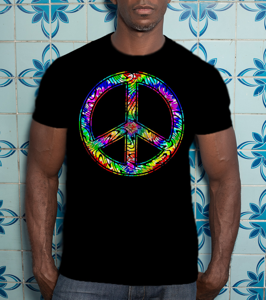 Peace Sign Tie Dye 60s 70s Hippie Rainbow Retro T-Shirt