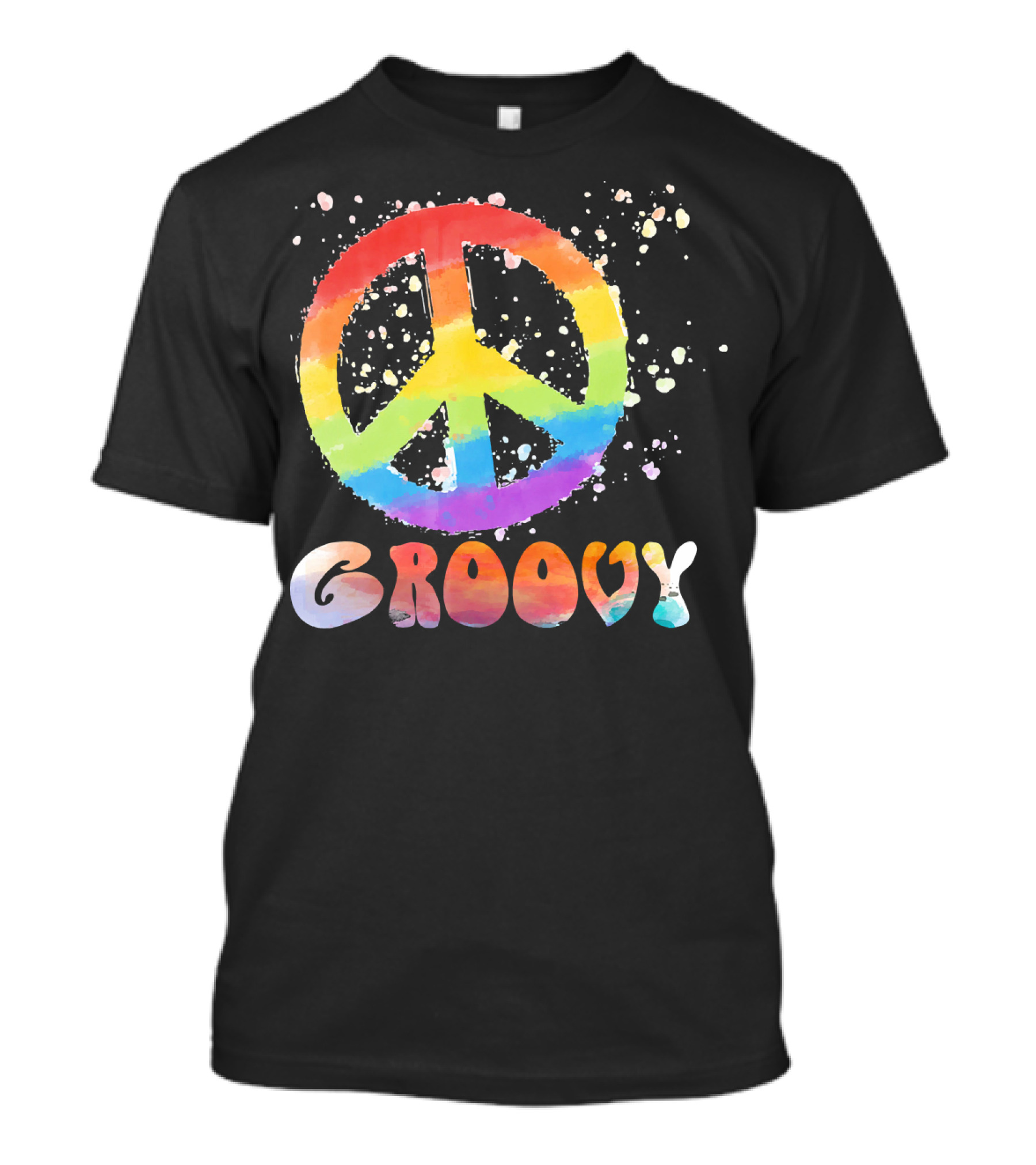 Peace Sign Groovy Retro 60s 70s Rainbow Psychedelic T-Shirt