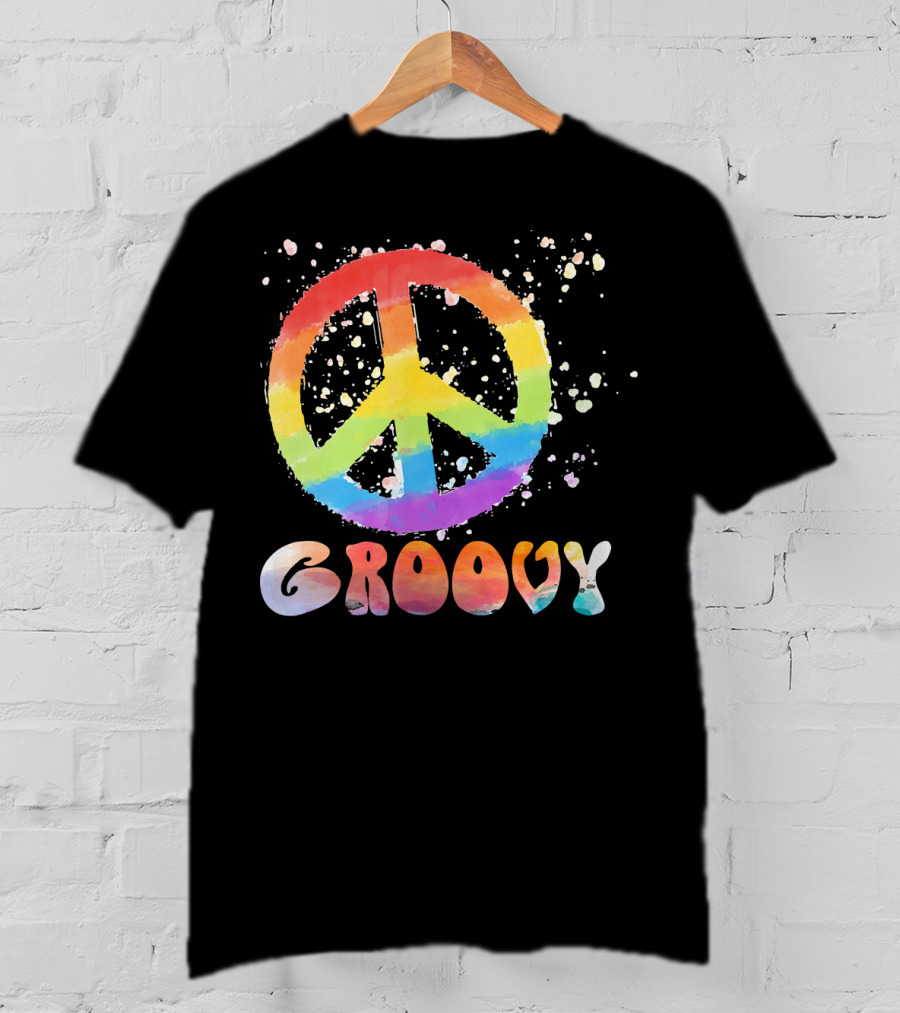 Peace Sign Groovy Retro 60s 70s Rainbow Psychedelic T-Shirt