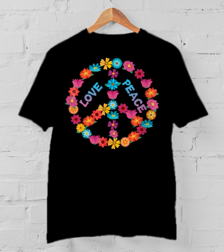 Love Peace Flower Vintage Sign T-Shirt