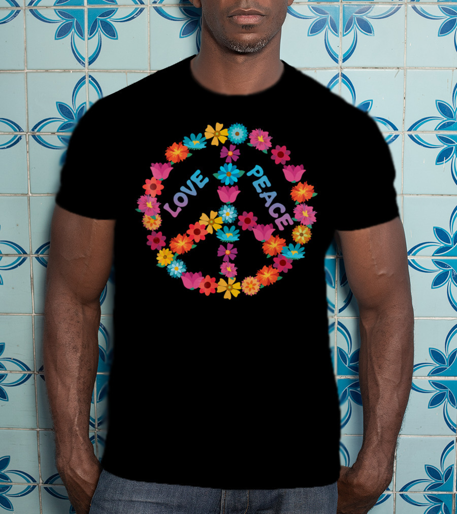 Love Peace Flower Vintage Sign T-Shirt