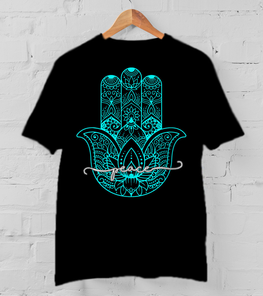 Peace Hamsa Mandala Yoga Gym T-Shirt