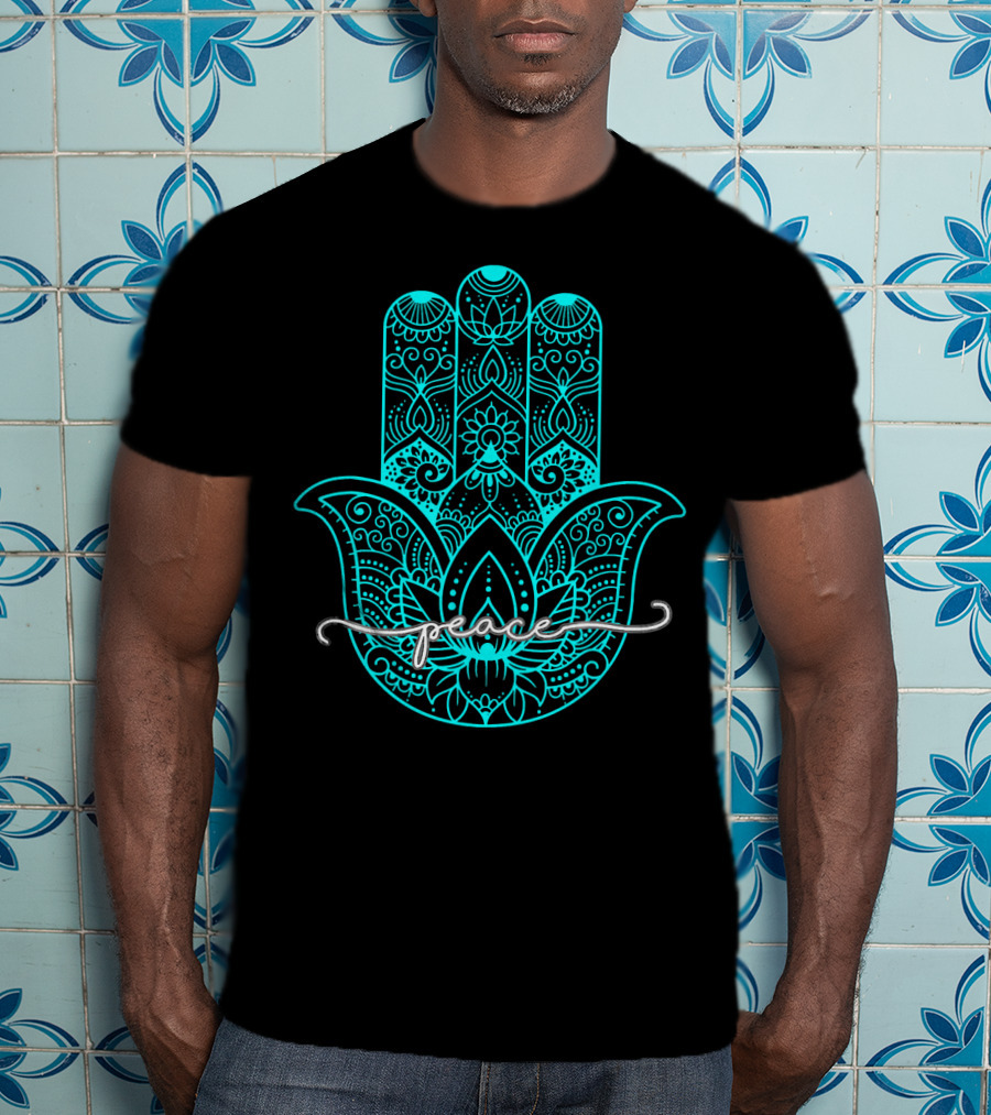 Peace Hamsa Mandala Yoga Gym T-Shirt