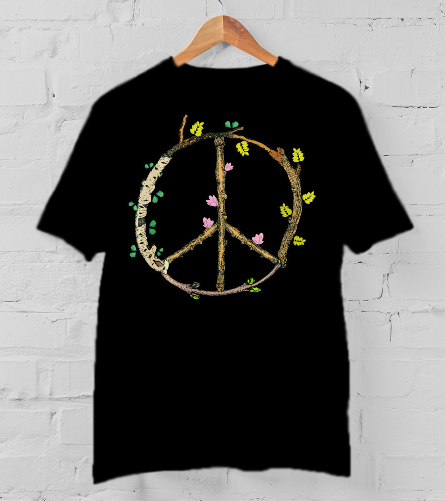 Wood Peace Sign Rustic Nature Tree Lover T-Shirt