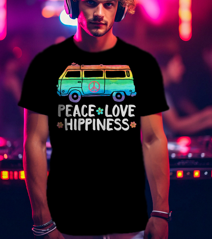 Peace Love Hippiness Funny Peace Van Hip T-Shirt