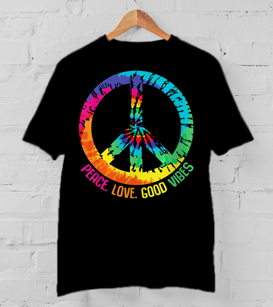 Tie Dye Peace Sign Love Good Vibes T-Shirt
