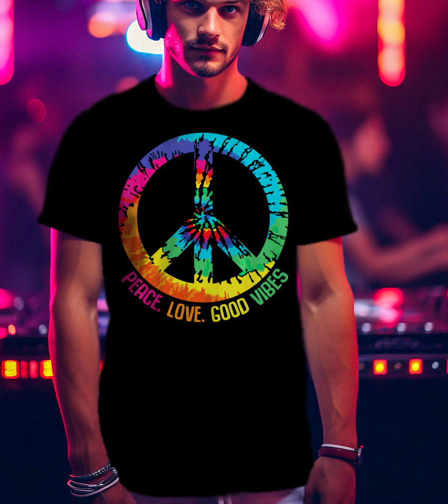 Tie Dye Peace Sign Love Good Vibes T-Shirt
