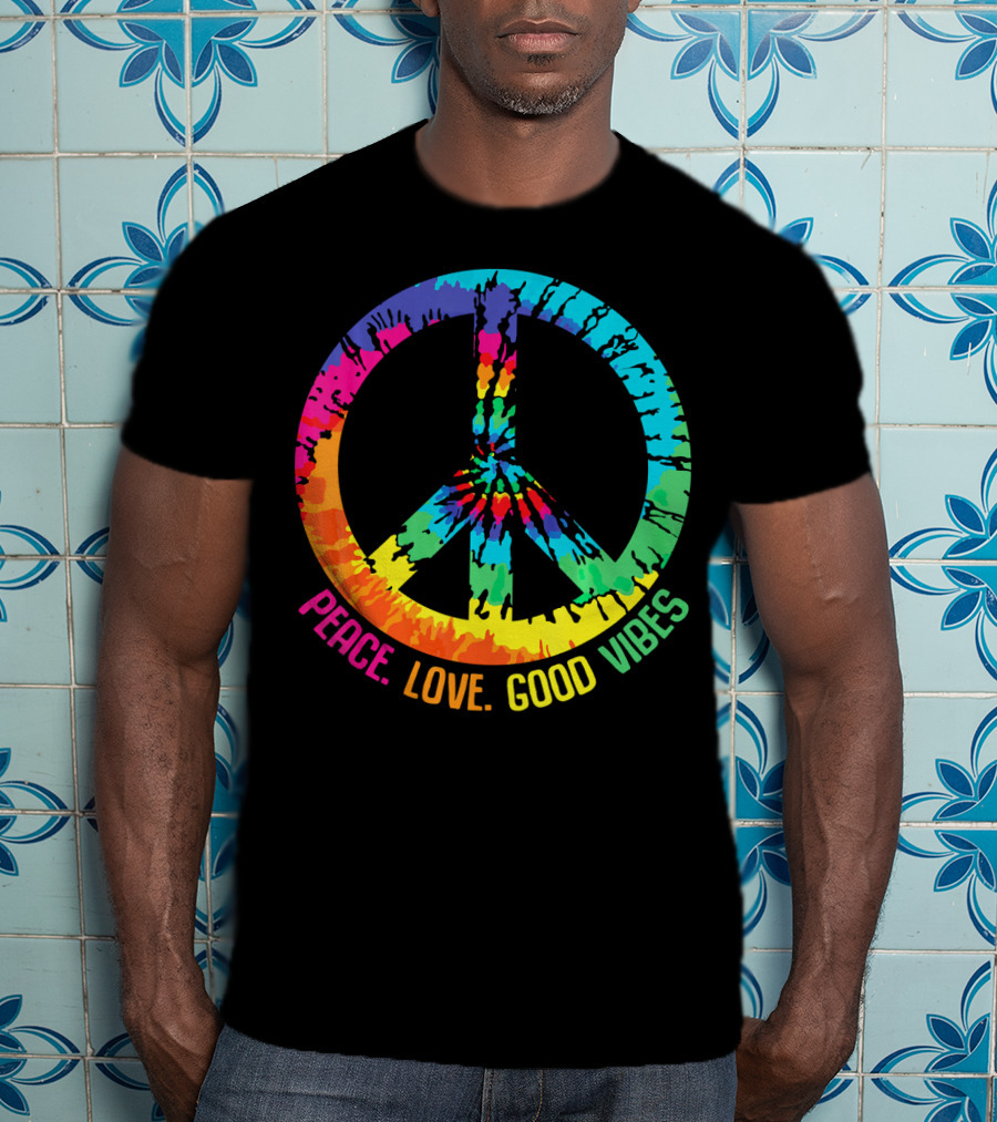Tie Dye Peace Sign Love Good Vibes T-Shirt