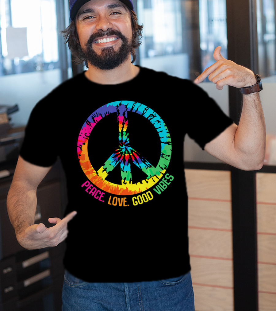 Tie Dye Peace Sign Love Good Vibes T-Shirt