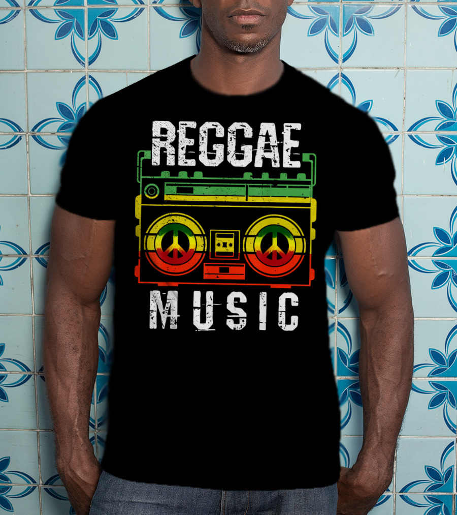 Reggae Music Peace Boombox Mens One Love T-Shirt