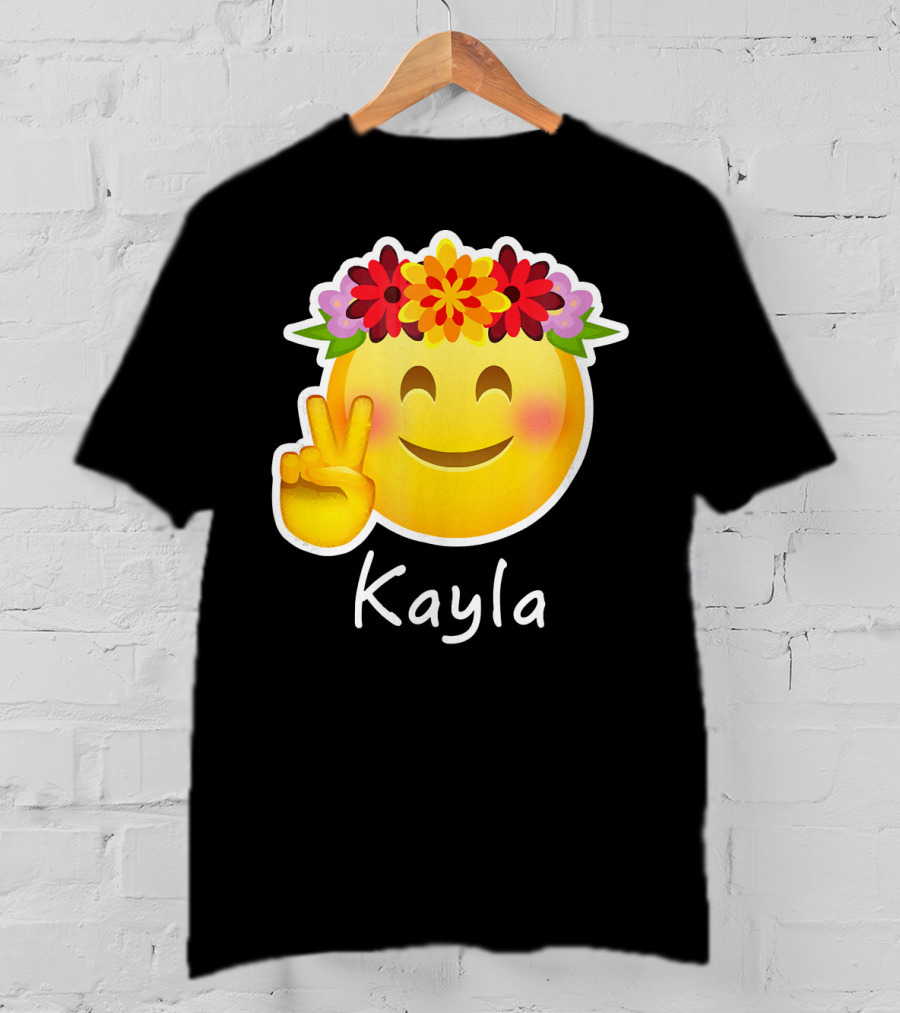 Kayla Hippie Flower Power Peace Sign Emoticon T-Shirt