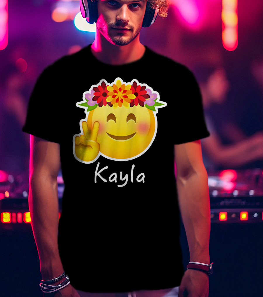 Kayla Hippie Flower Power Peace Sign Emoticon T-Shirt