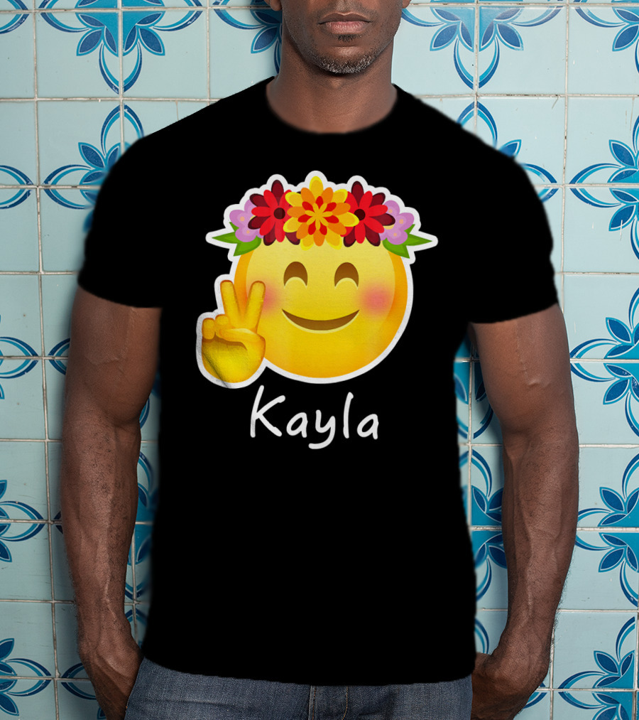 Kayla Hippie Flower Power Peace Sign Emoticon T-Shirt