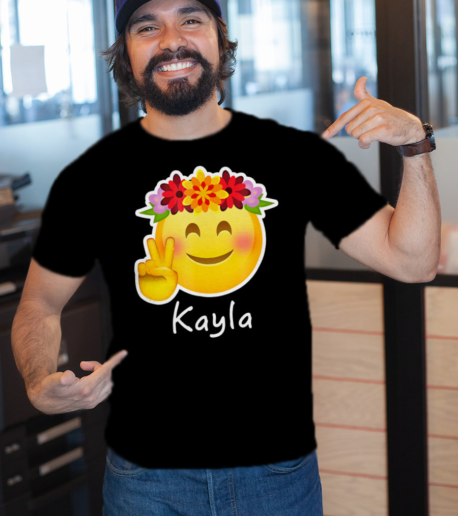 Kayla Hippie Flower Power Peace Sign Emoticon T-Shirt