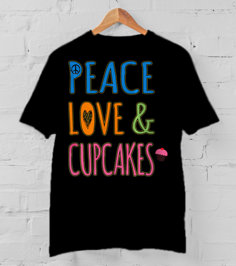 Peace Love And Cupcakes With Pink Frosting Cupcake T-Shirt