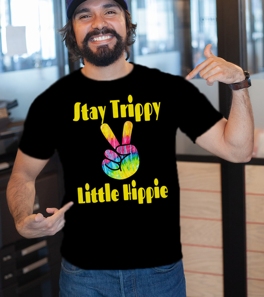 Stay Trippy Little Hippie Tie-Dye Peace Sign Retro T-Shirt