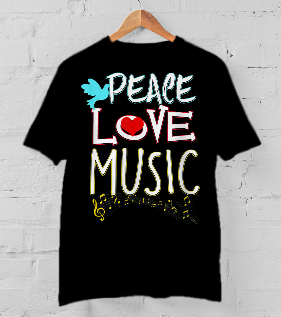 Peace Love Music Cute Hippie Hipster Festival T-Shirt