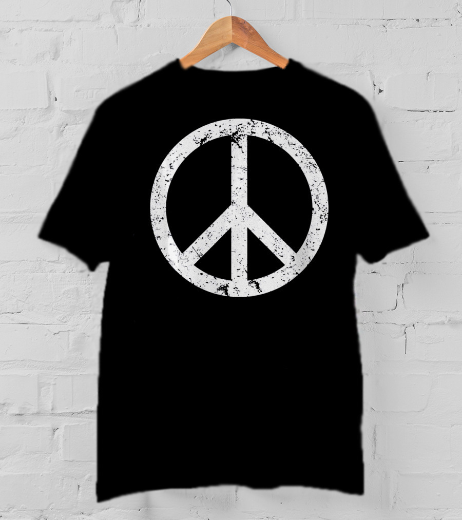 Vintage White Distressed Peace T-Shirt