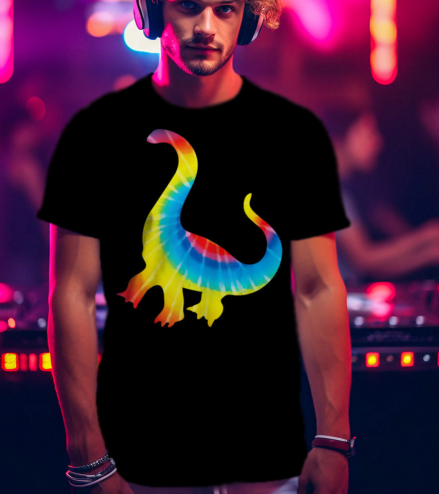Tie Dye Rainbow Dinosaur Print Rex Hip T-Shirt