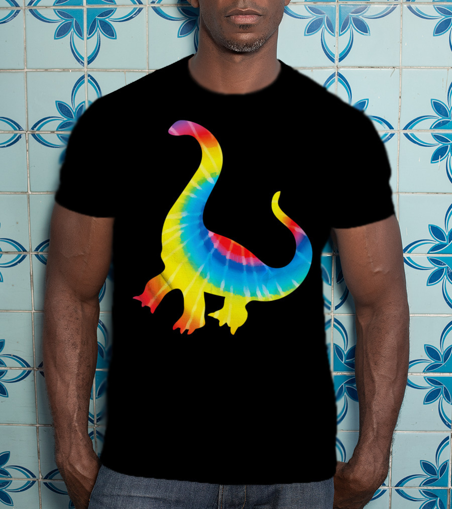 Tie Dye Rainbow Dinosaur Print Rex Hip T-Shirt