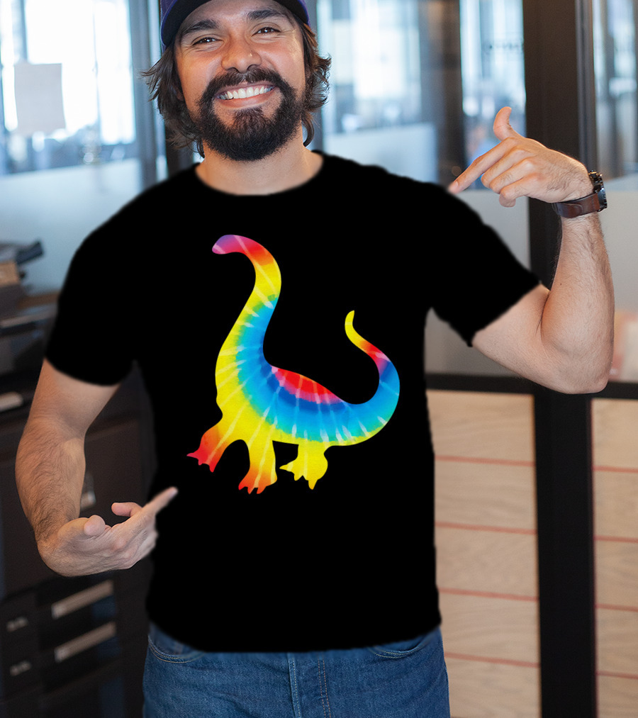 Tie Dye Rainbow Dinosaur Print Rex Hip T-Shirt