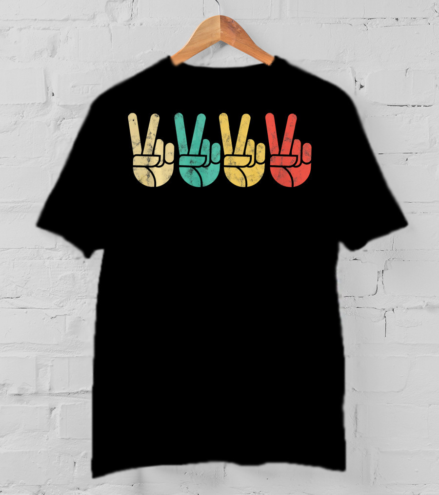 Retro Peace Sign Love 60s 70s Vintage Vibe T-Shirt