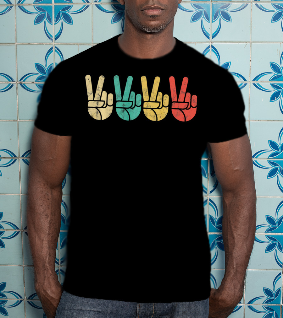 Retro Peace Sign Love 60s 70s Vintage Vibe T-Shirt