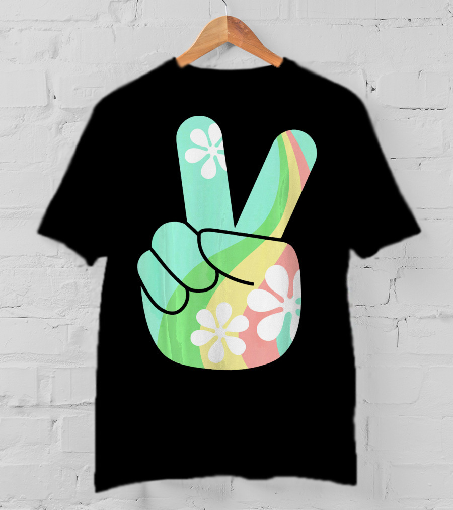 Retro Vintage Peace Sign Hippie 70s Flower Power Vibes T-Shirt