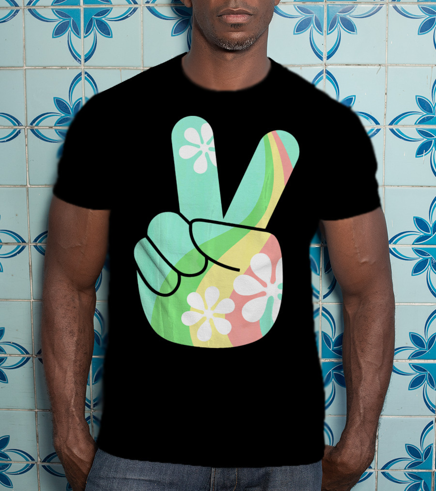 Retro Vintage Peace Sign Hippie 70s Flower Power Vibes T-Shirt