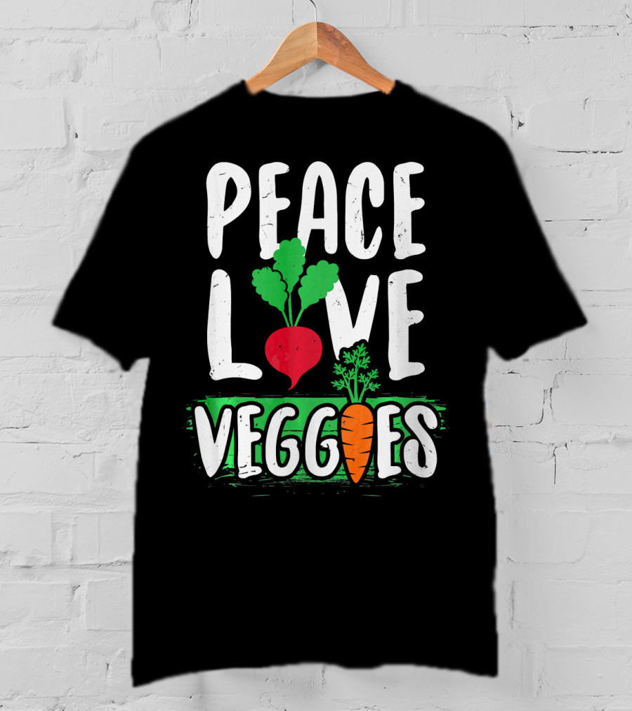 Peace Love Veggies Vegetarian Carrot And Radish T-Shirt