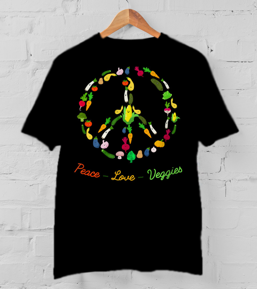Peace Love Veggies Funny Vegetarian T-Shirt