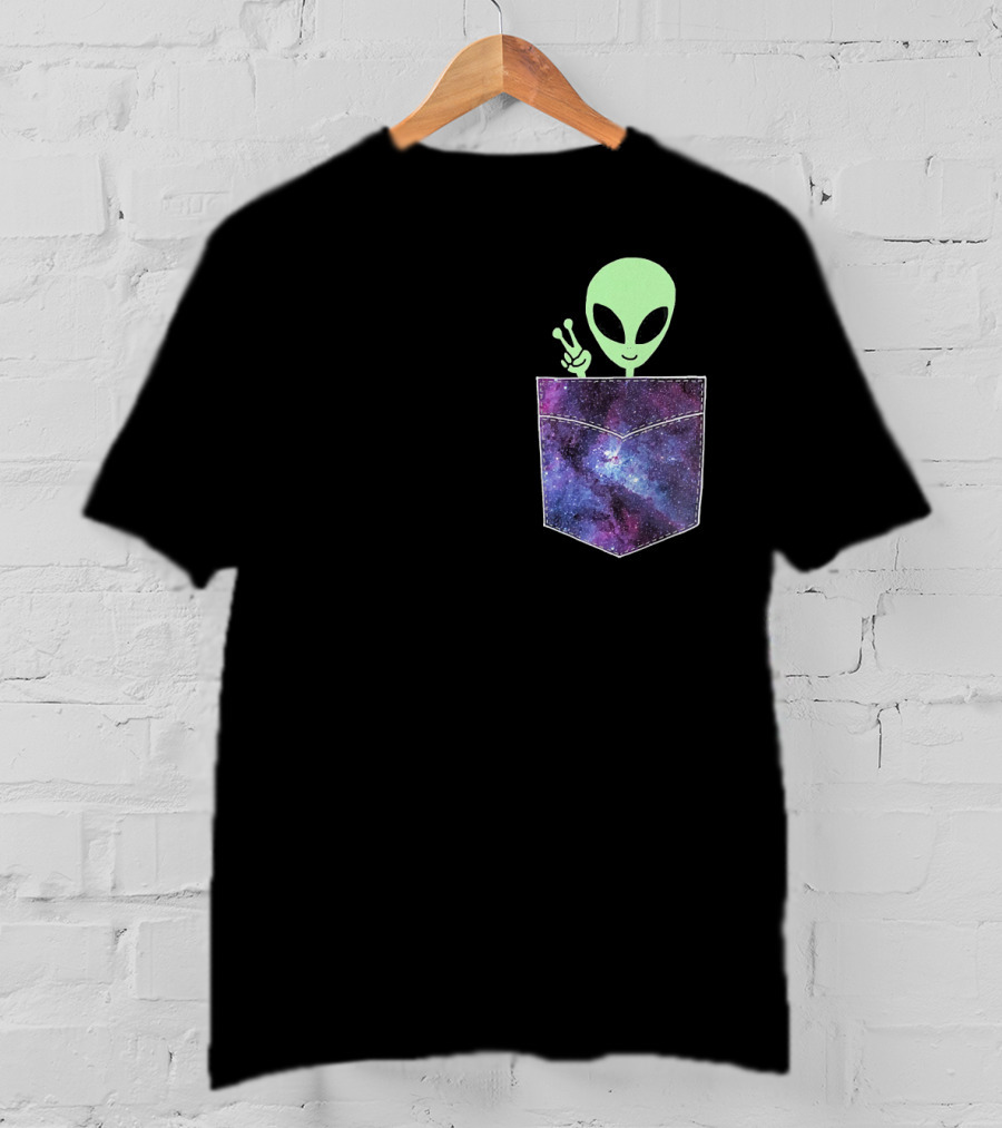 Alien Pocket UFO From Cosmic Galaxy Peace T-Shirt