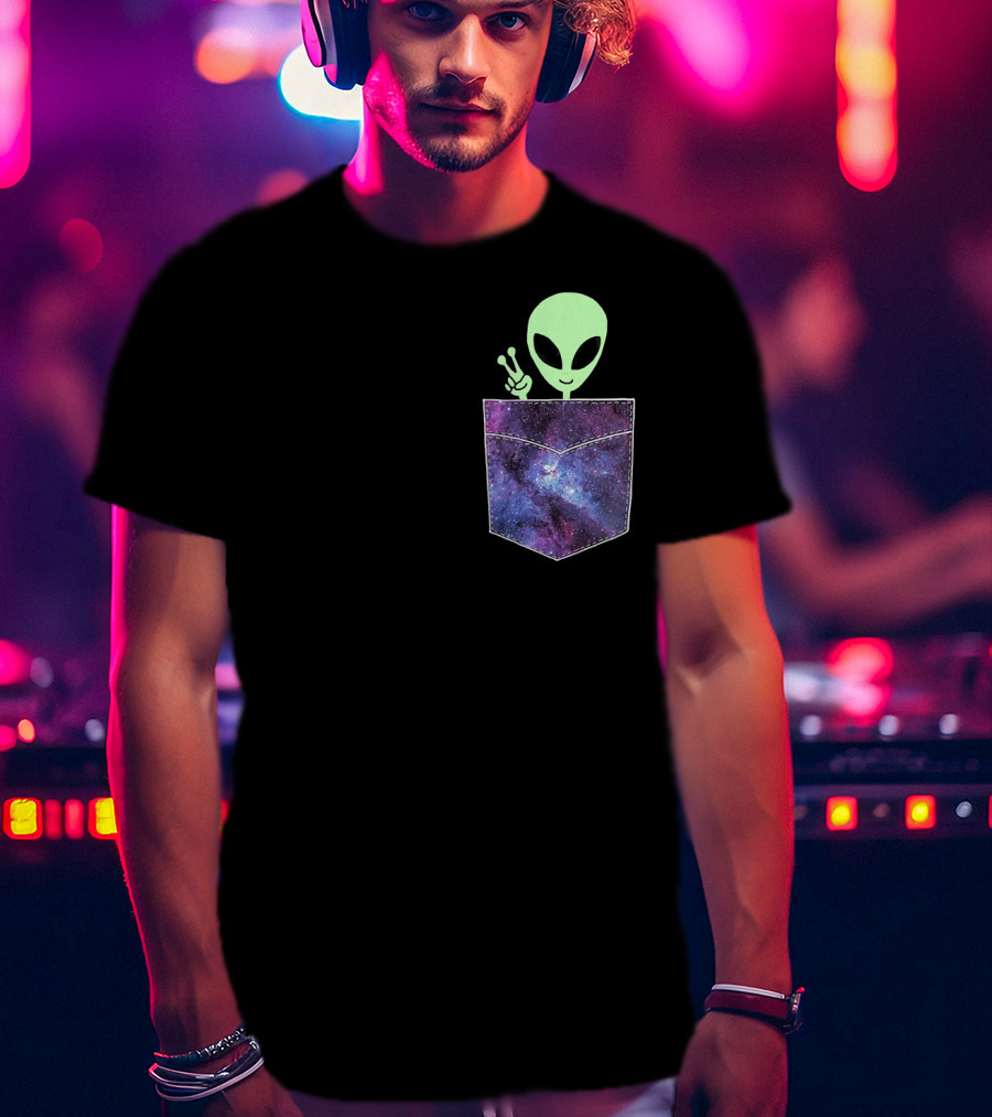 Alien Pocket UFO From Cosmic Galaxy Peace T-Shirt