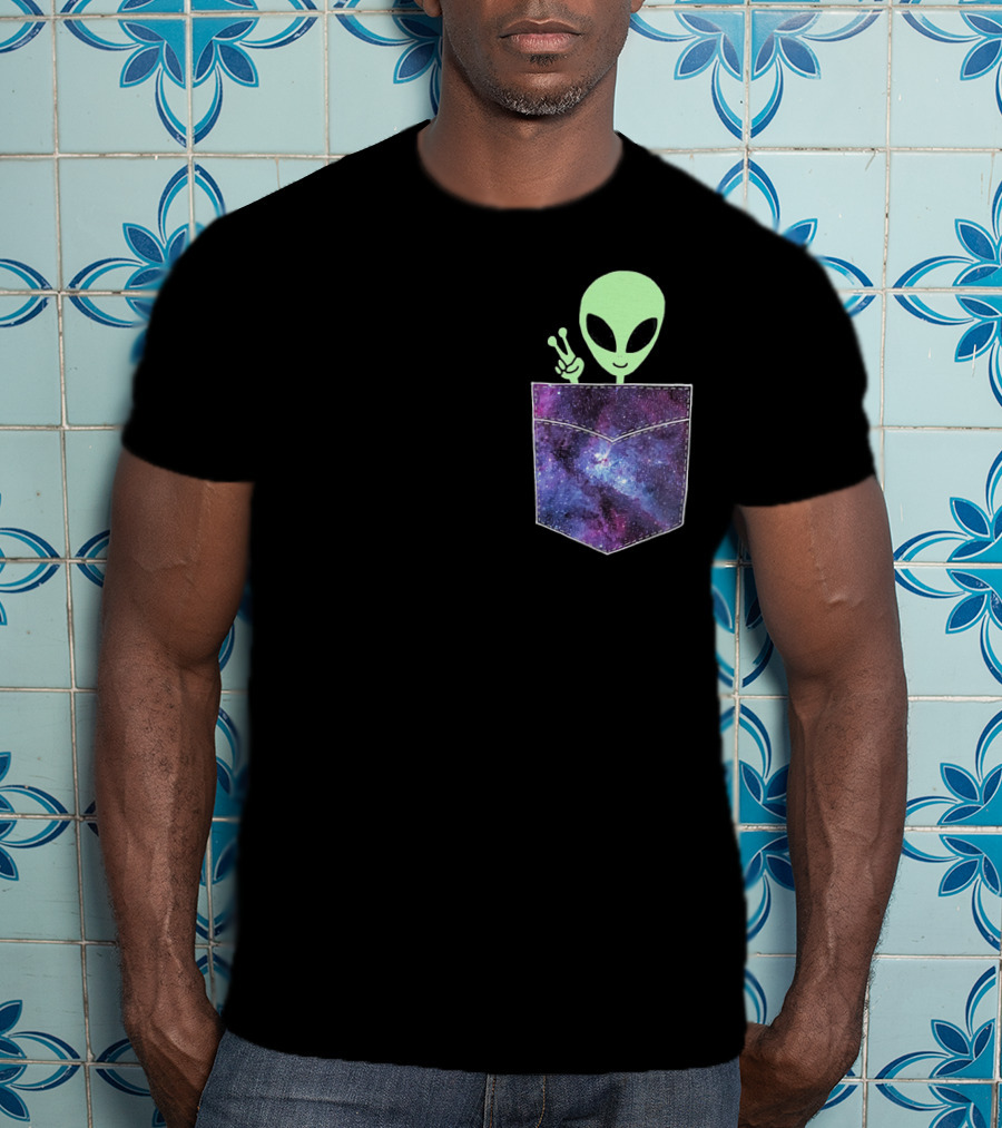 Alien Pocket UFO From Cosmic Galaxy Peace T-Shirt