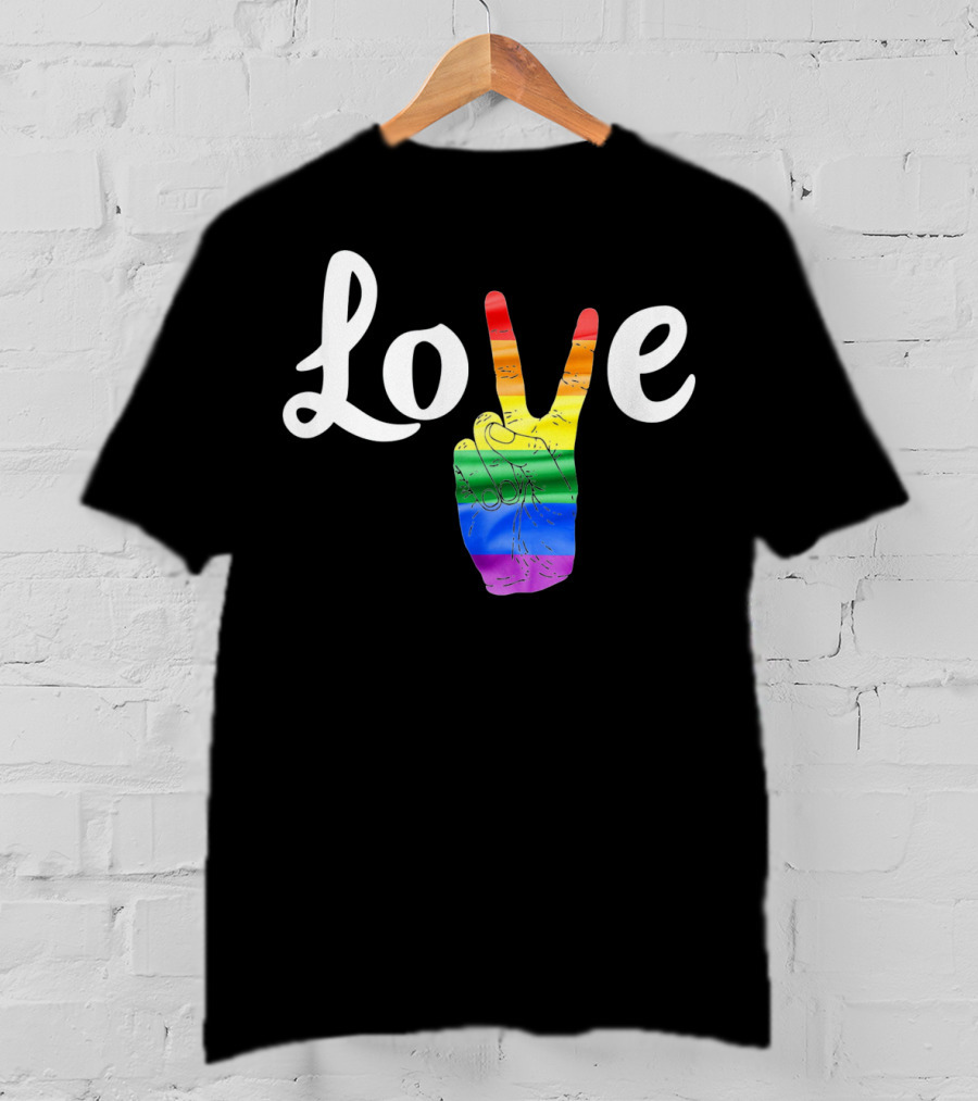 LOVE Peace Sign Rainbow Gay Pride T-Shirt