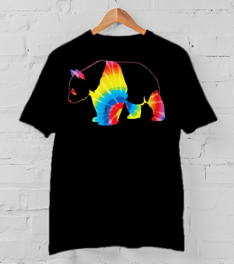 Tie Dye Rainbow Giant Panda Print T-Shirt