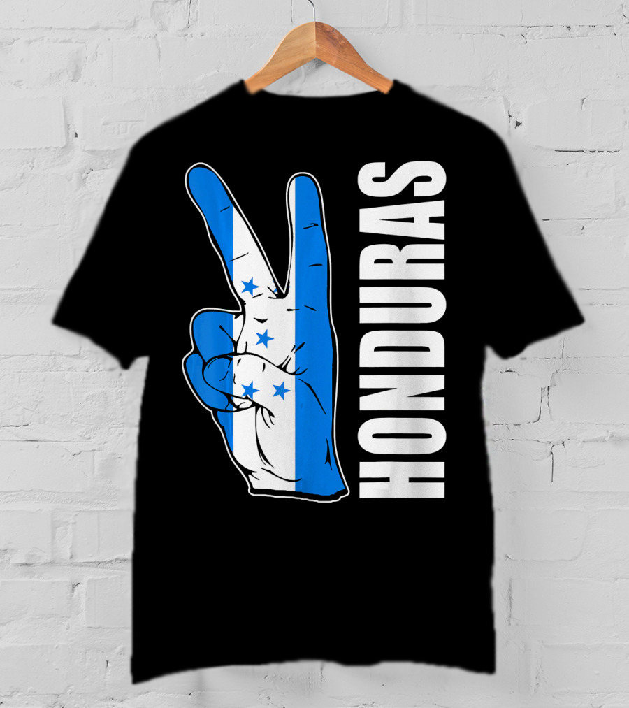 Peace In Honduras Love Hondura Honduran Flag V Sign T-Shirt