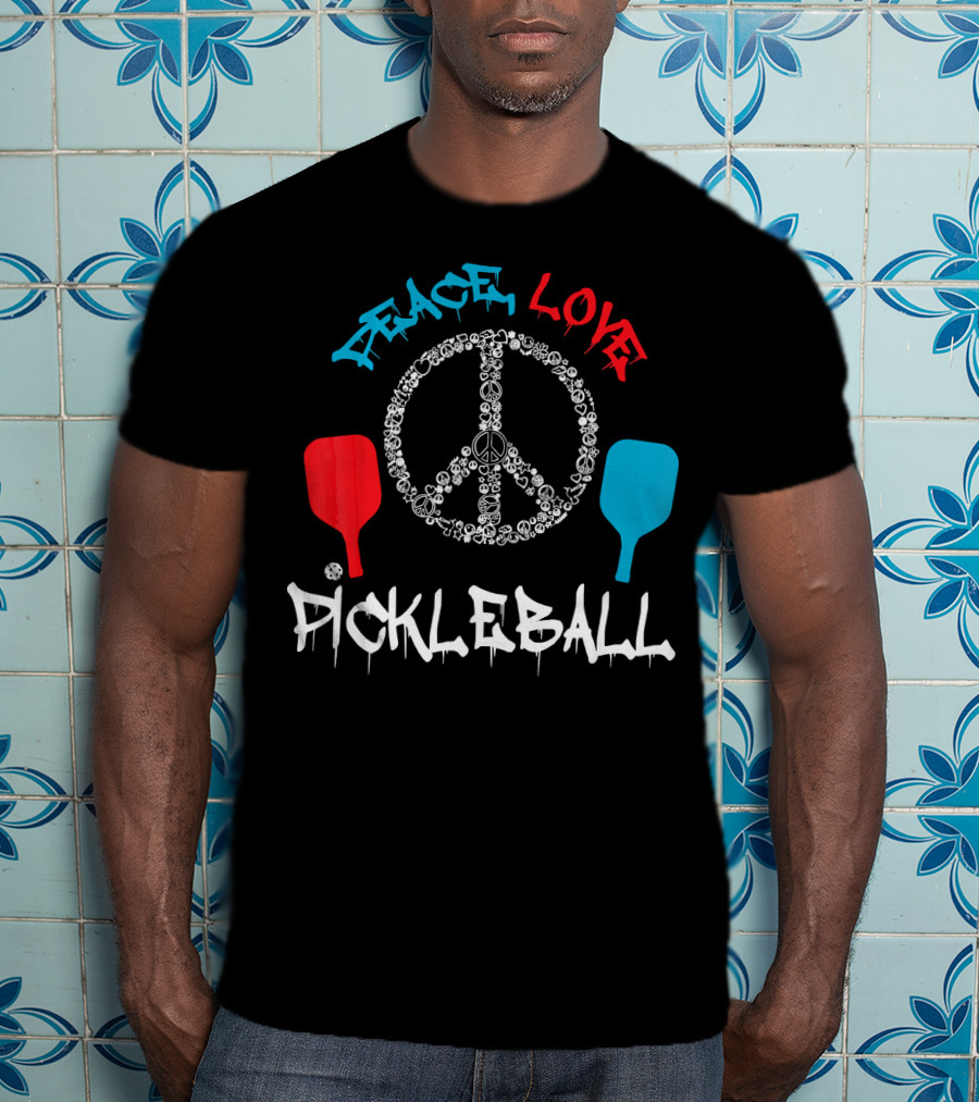 Peace Love Pickleball Funny Player T-Shirt