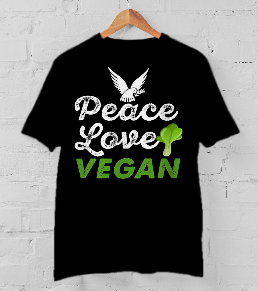 Peace Love Vegan Dove Leaf T-Shirt