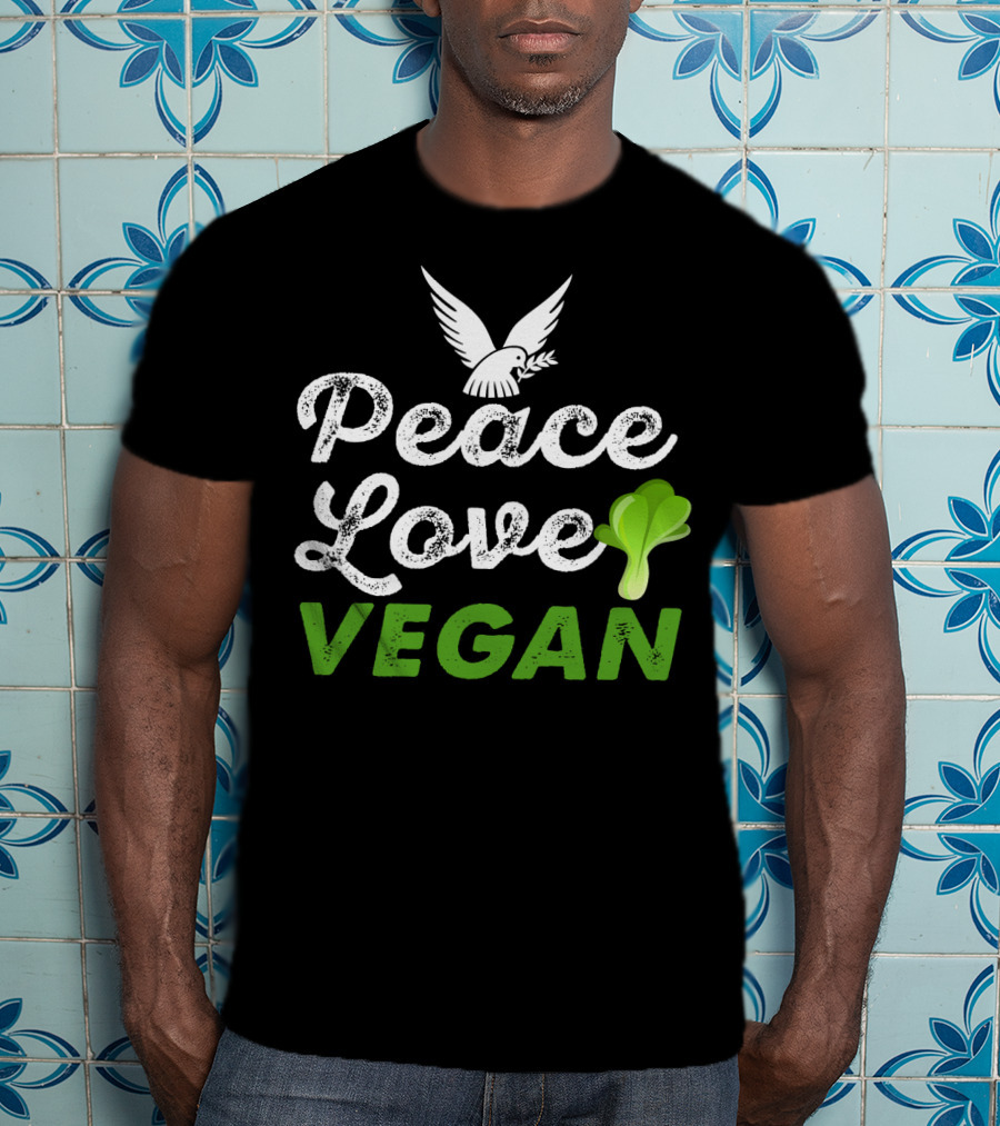 Peace Love Vegan Dove Leaf T-Shirt
