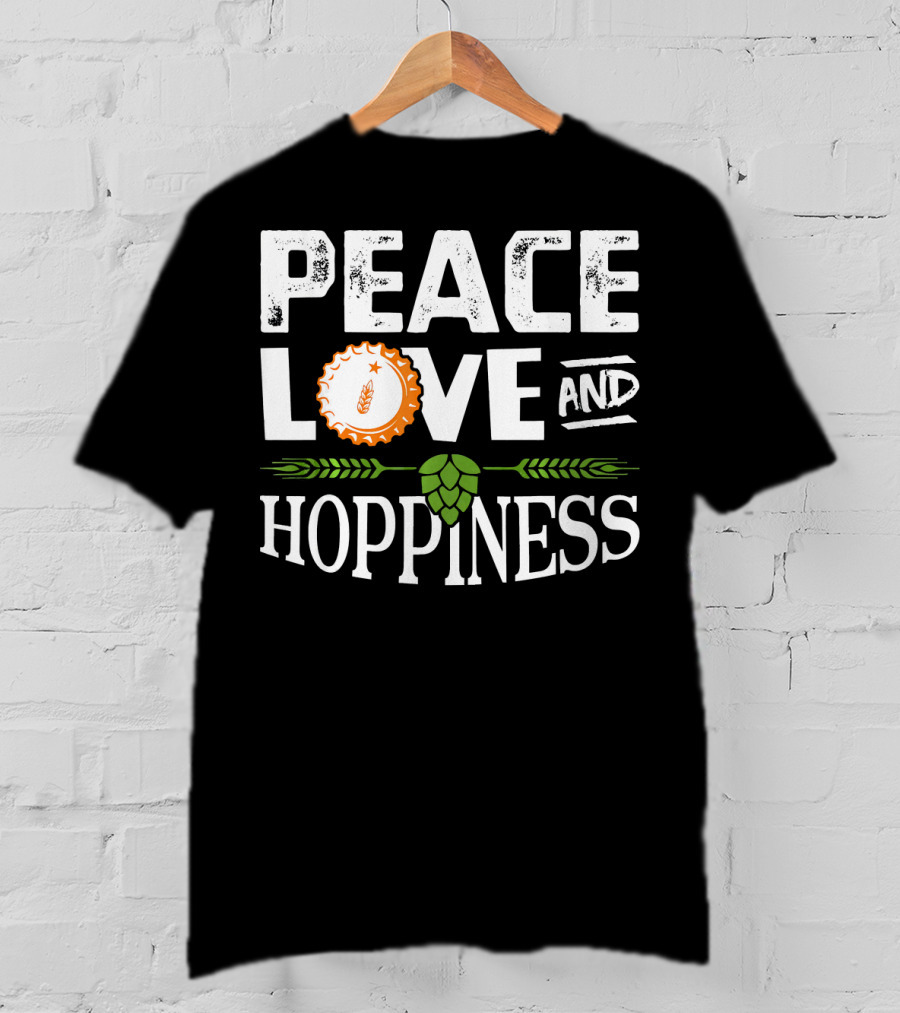 Peace Love And Hoppiness Craft Beer IPA Cappuccino Cup Wheat Symbol Hops T-Shirt