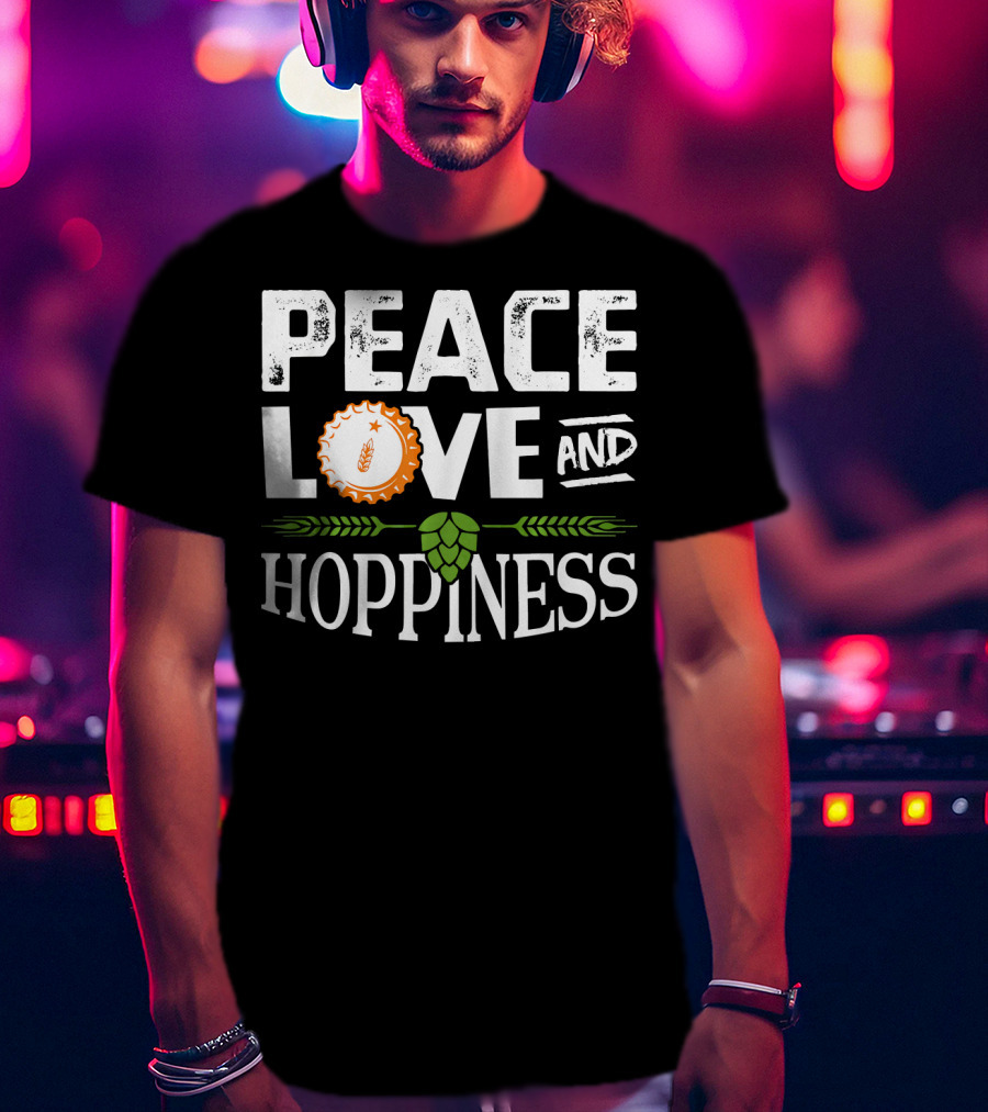 Peace Love And Hoppiness Craft Beer IPA Cappuccino Cup Wheat Symbol Hops T-Shirt